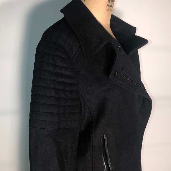 Vince Wool Cropped Motorcycle Jacket Elbow Patch - Picture 5 of 8